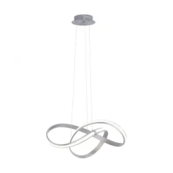 LED Design Pendelleuchte, geschwungene Form, stahlfarben, dimmbar, modern