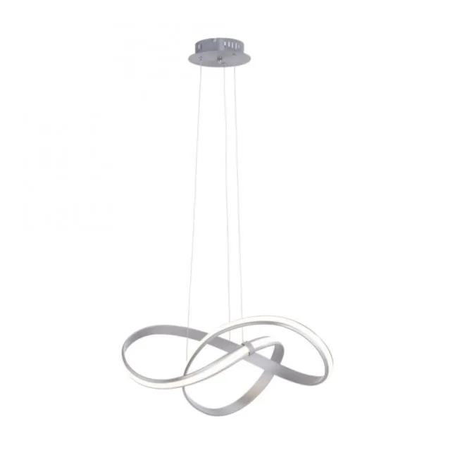 LED Design Pendelleuchte, geschwungene Form, stahlfarben, dimmbar, modern