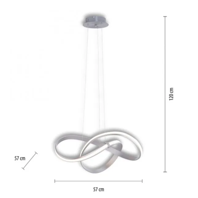 LED Design Pendelleuchte, geschwungene Form, stahlfarben, dimmbar, modern