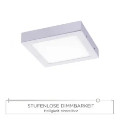 LED-Einbauleuchte, silber, quadratisch, dimmbar, blendfrei, warnweiß, eckig