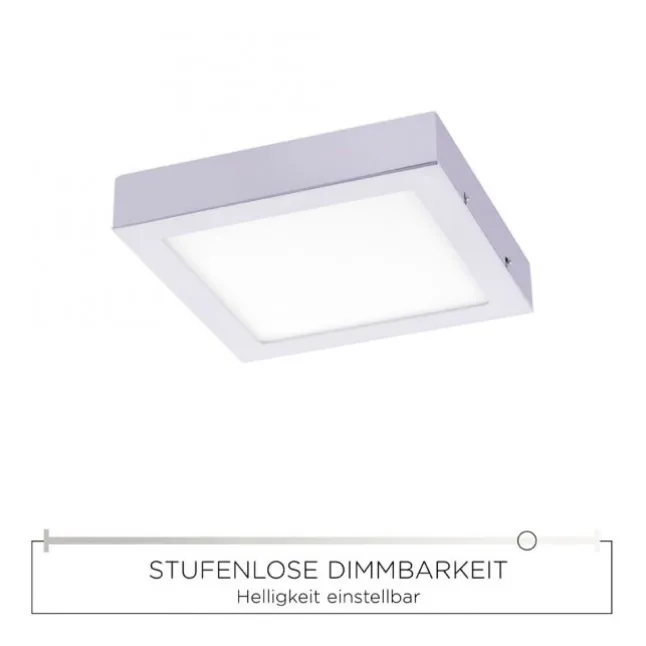 LED-Einbauleuchte, silber, quadratisch, dimmbar, blendfrei, warnweiß, eckig