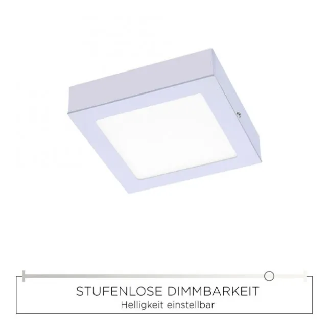 LED-Einbauleuchte, silber, 17x17cm, quadratisch, dimmbar, blendfrei