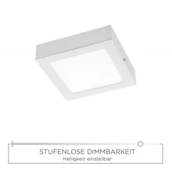 LED-Einbauleuchte, weiß, quadratisch, warmweiß, dimmbar, blendfrei, modern