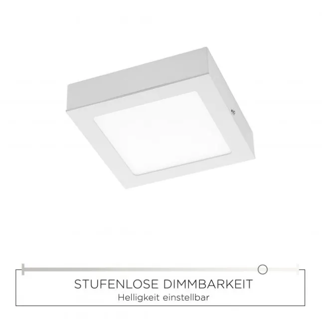 LED-Einbauleuchte, weiß, quadratisch, warmweiß, dimmbar, blendfrei, modern