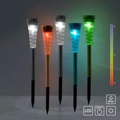 LED Erdspießleuchte Set Farbverlauf spritzwassergeschützt Solar