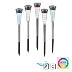 LED Erdspießleuchte Set Farbverlauf spritzwassergeschützt Solar