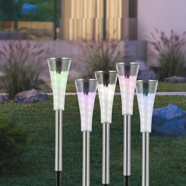 LED Erdspießleuchte Set Farbverlauf spritzwassergeschützt Solar