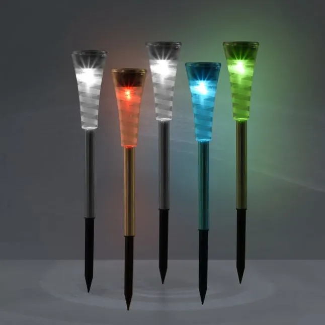 LED Erdspießleuchte Set Farbverlauf spritzwassergeschützt Solar