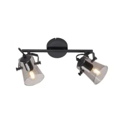 LED 2 flammige Deckenlampe und Wandlampe schwarz drehbar schlichtes Design