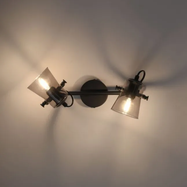 LED 2 flammige Deckenlampe und Wandlampe schwarz drehbar schlichtes Design