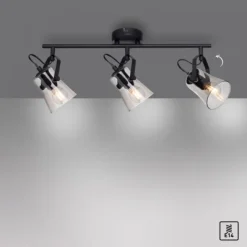 LED 3 flammige Deckenlampe und Wandlampe schwarz drehbar schlichtes Design