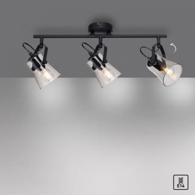 LED 3 flammige Deckenlampe und Wandlampe schwarz drehbar schlichtes Design