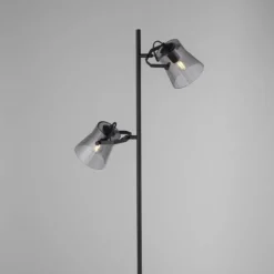 LED 2 flammige Stehlampe schwarz drehbar Fußschalter schlichtes Design