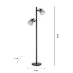 LED 2 flammige Stehlampe schwarz drehbar Fußschalter schlichtes Design