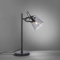 LED 1 flammige Tischlampe schwarz drehbar Schnurschalter schlichtes Design