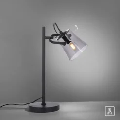 LED 1 flammige Tischlampe schwarz drehbar Schnurschalter schlichtes Design