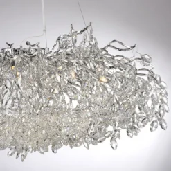 LED Kronleuchter chrom Kristallanhänger Pendelleuchte Schlafzimmer