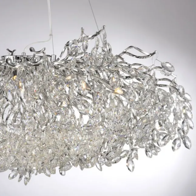 LED Kronleuchter chrom Kristallanhänger Pendelleuchte Schlafzimmer