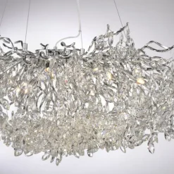 LED Kronleuchter chrom Kristallanhänger Pendelleuchte Schlafzimmer