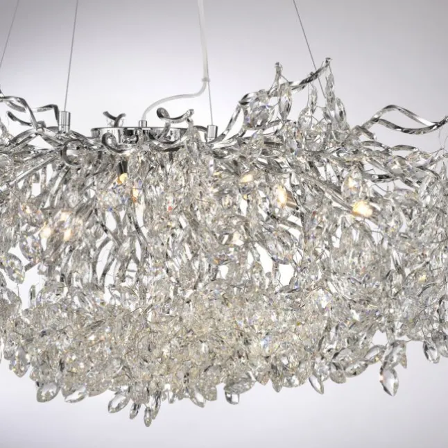 LED Kronleuchter chrom Kristallanhänger Pendelleuchte Schlafzimmer
