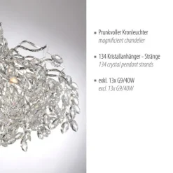 LED Kronleuchter chrom Kristallanhänger Pendelleuchte Schlafzimmer