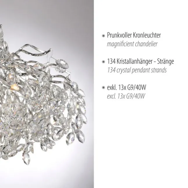 LED Kronleuchter chrom Kristallanhänger Pendelleuchte Schlafzimmer