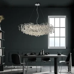LED Kronleuchter chrom Kristallanhänger Pendelleuchte Schlafzimmer