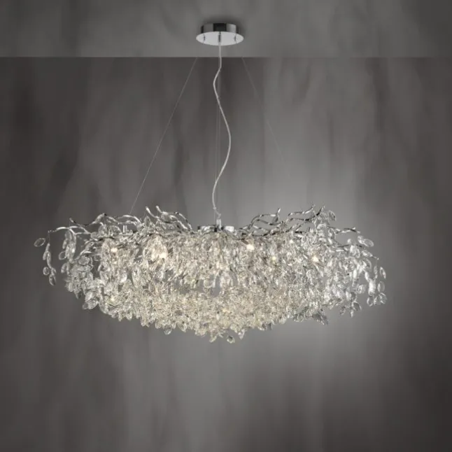LED Kronleuchter chrom Kristallanhänger Pendelleuchte Schlafzimmer