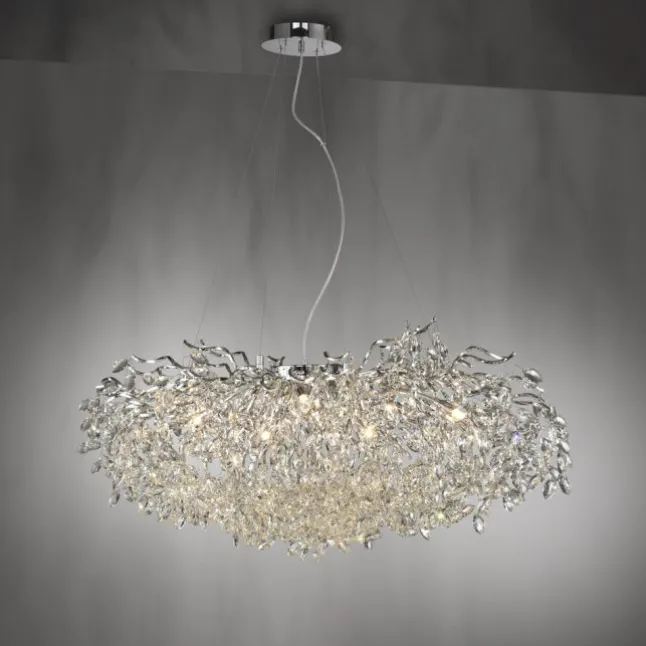 LED Kronleuchter chrom Kristallanhänger Pendelleuchte Schlafzimmer