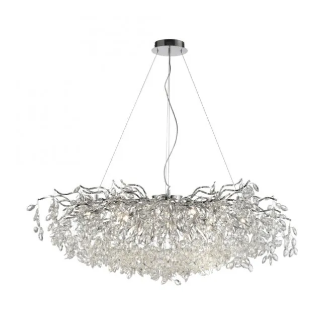 LED Kronleuchter chrom Kristallanhänger Pendelleuchte Schlafzimmer
