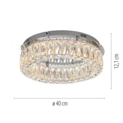 LED Kronleuchter Deckenlampe chrom Kristallanhänger 3-Stufen-Dimmer