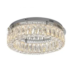 LED Kronleuchter Deckenlampe chrom Kristallanhänger 3-Stufen-Dimmer