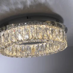 LED Kronleuchter Deckenlampe chrom Kristallanhänger 3-Stufen-Dimmer