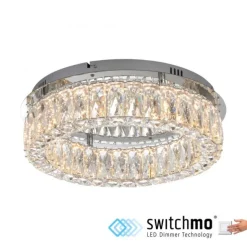 LED Kronleuchter Deckenlampe chrom Kristallanhänger 3-Stufen-Dimmer
