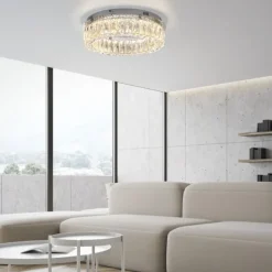 LED Kronleuchter Deckenlampe chrom Kristallanhänger 3-Stufen-Dimmer