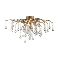 LED Kronleuchter ICICLE altmessing Glaskristallabhänger Schlafzimmer