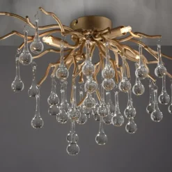 LED Kronleuchter ICICLE altmessing Glaskristallabhänger Schlafzimmer