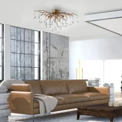 LED Kronleuchter ICICLE altmessing Glaskristallabhänger Schlafzimmer