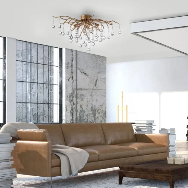 LED Kronleuchter ICICLE altmessing Glaskristallabhänger Schlafzimmer