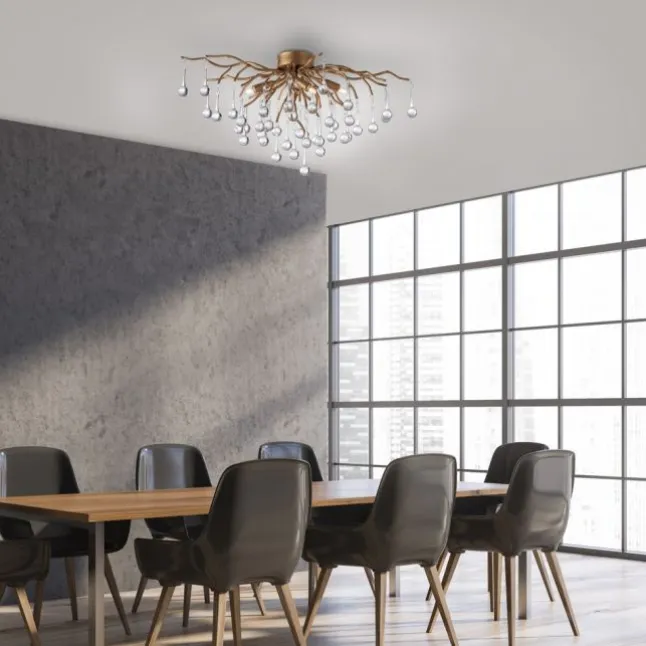 LED Kronleuchter ICICLE altmessing Glaskristallabhänger Schlafzimmer