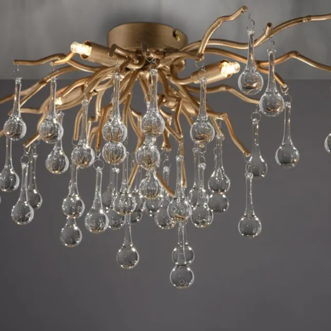 LED Kronleuchter ICICLE altmessing Glaskristallabhänger Schlafzimmer