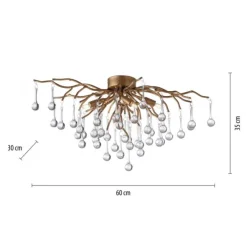LED Kronleuchter ICICLE altmessing Glaskristallabhänger Schlafzimmer