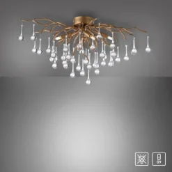 LED Kronleuchter ICICLE altmessing Glaskristallabhänger Schlafzimmer