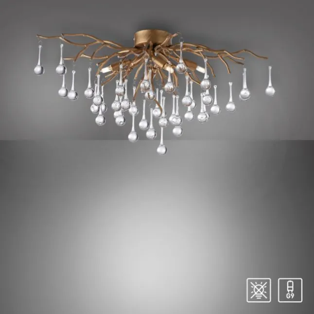 LED Kronleuchter ICICLE altmessing Glaskristallabhänger Schlafzimmer