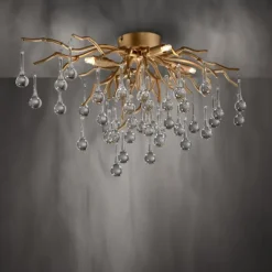 LED Kronleuchter ICICLE altmessing Glaskristallabhänger Schlafzimmer
