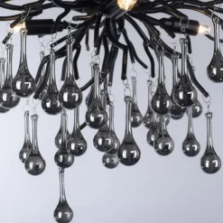 LED Kronleuchter ICICLE schwarz Glaskristallanhänger Schlafzimmer