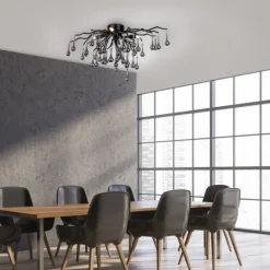 LED Kronleuchter ICICLE schwarz Glaskristallanhänger Schlafzimmer