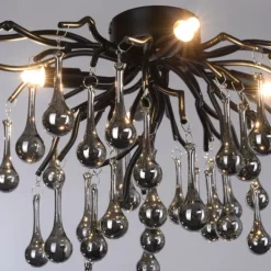 LED Kronleuchter ICICLE schwarz Glaskristallanhänger Schlafzimmer