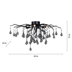 LED Kronleuchter ICICLE schwarz Glaskristallanhänger Schlafzimmer
