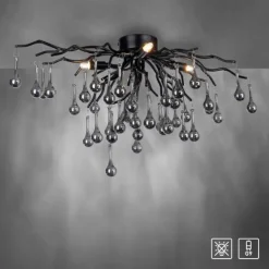 LED Kronleuchter ICICLE schwarz Glaskristallanhänger Schlafzimmer